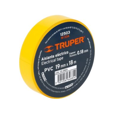 Cinta Aislante Amarillo 18 m x 19 mm Truper 12503