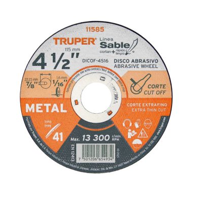 Disco 4-1/2″ corte de metal Truper 11585