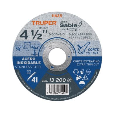 Disco 4-1/2″ corte de acero inoxidable Truper 11635