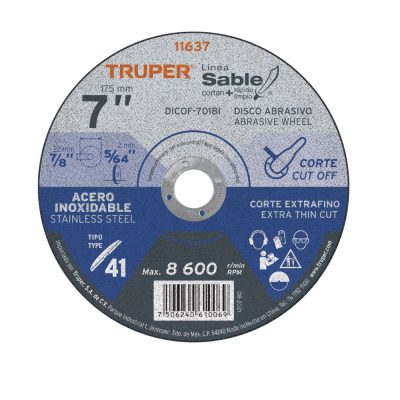 Disco 7″ corte de acero inoxidable Truper 11637