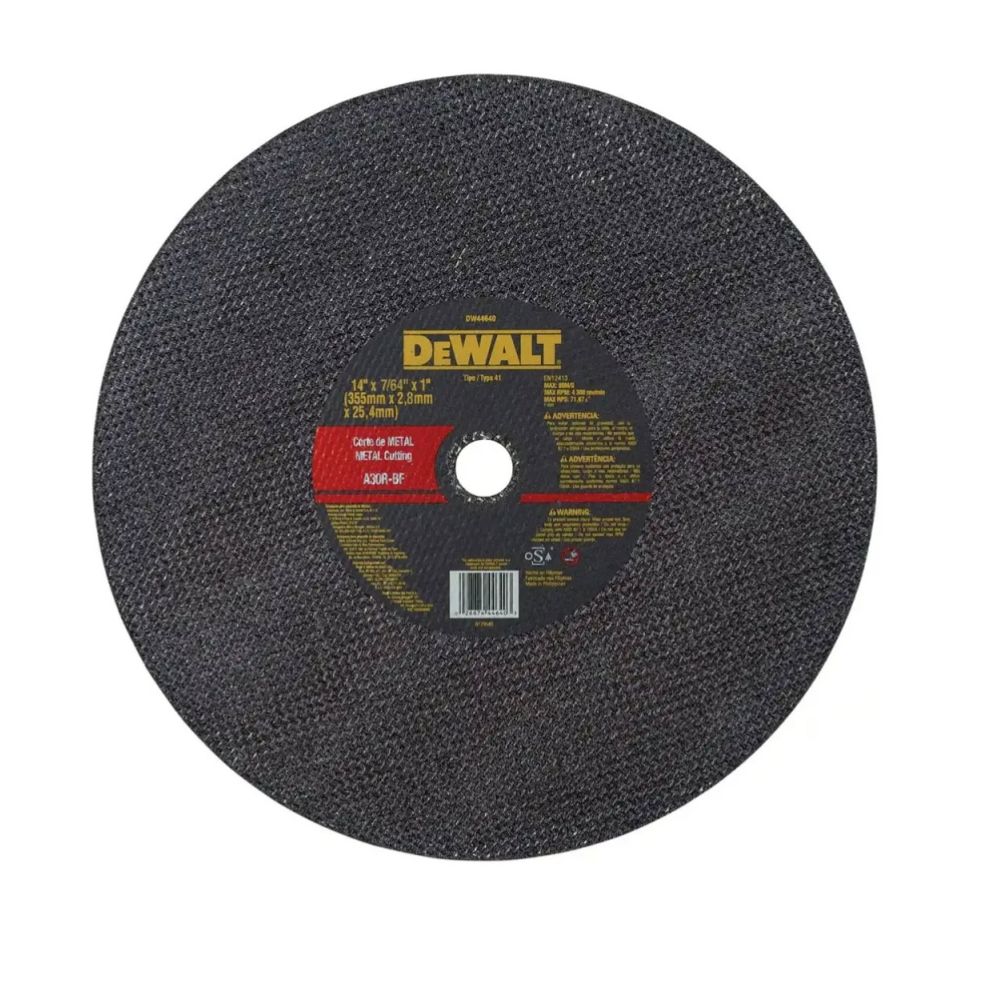 Disco Corte Metal 14″ × 7/64″, DeWalt DW44640