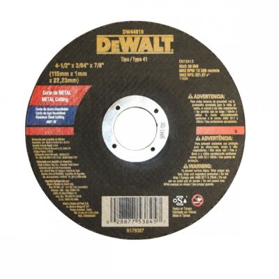 Disco Corte Metal 4-1/2″ × 3/64″, DeWalt DW44618