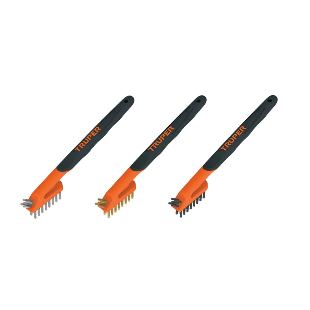 Juego de 3 mini cepillo de alambre Truper 10652, 28 pinceles