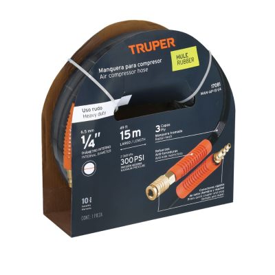 Manguera de Hule para Compresora 15m x 1/4” Truper 17081