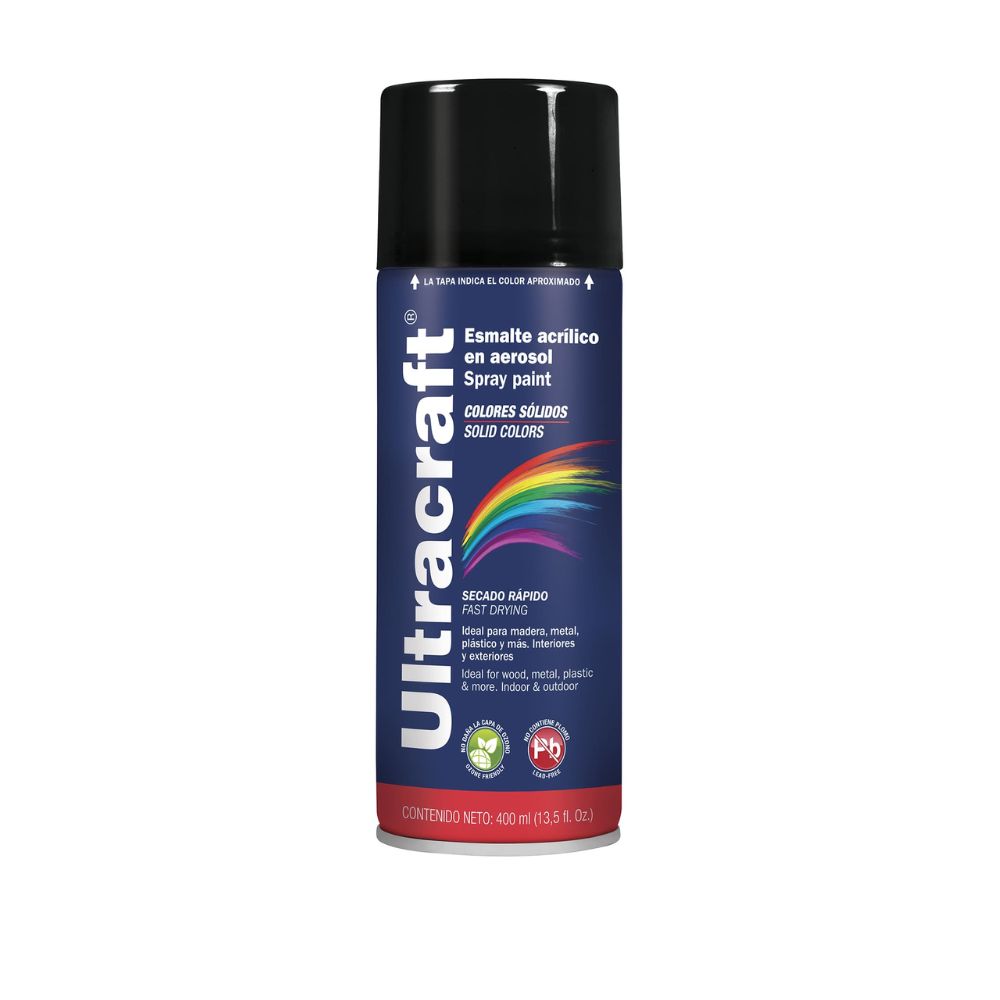 Pintura en Spray Negro Brillante Ultracraft 40021