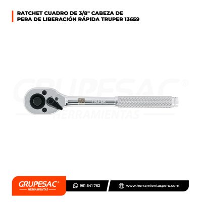 Ratchet cuadro 3/8 pulgadas cabeza de pera con liberación rápida 13659 Truper